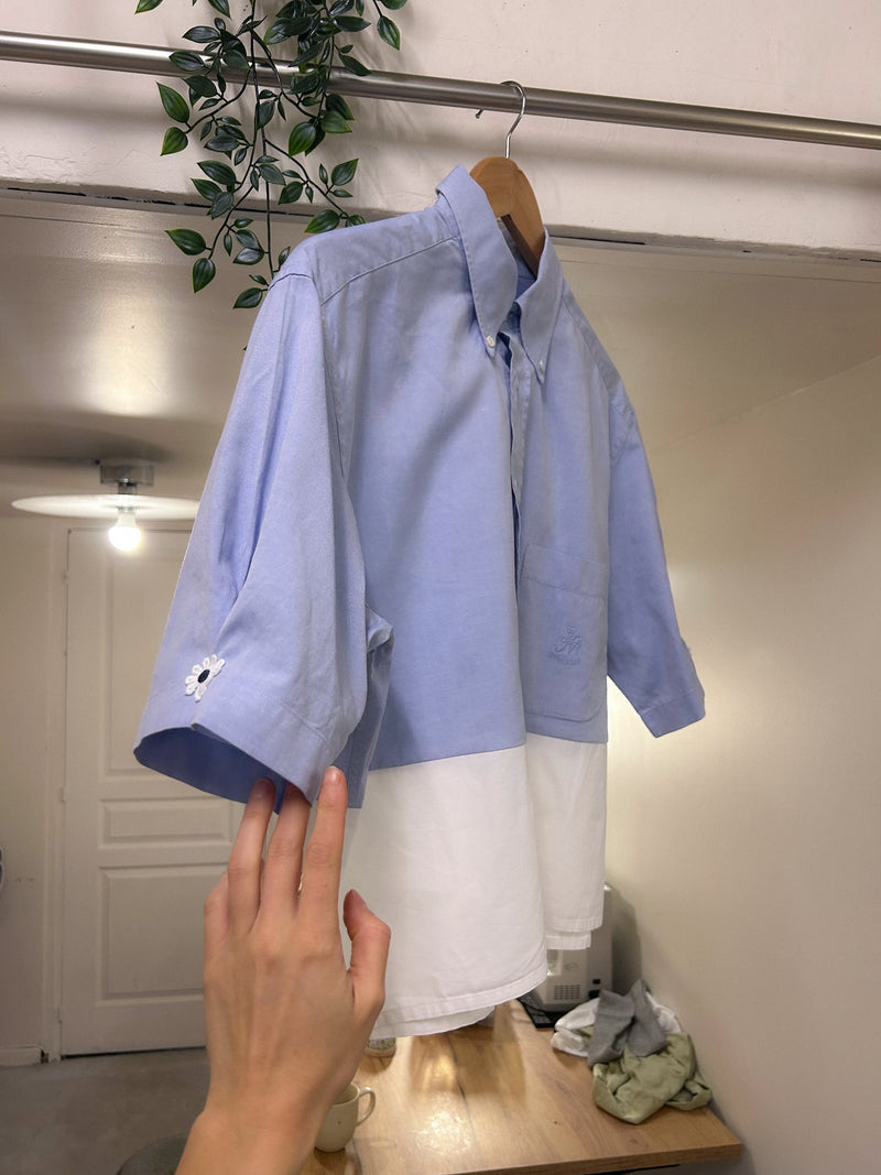 La Chemise Sorbet Bleu Ciel & Blanche - Pièce unique faut le voir porté © - T. 34 à grand 38
