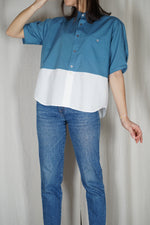 La Chemise Sorbet Bleuet & Blanche - Pièce unique faut le voir porté © - T. 34 à 40