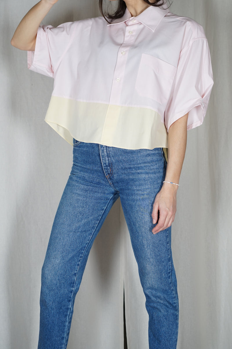 La Chemise Sorbet Rose pâle & Jaune pâle - Pièce unique faut le voir porté © - T. 38/40 à 44