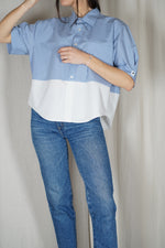 La Chemise Sorbet Bleu Pastel & Blanche - Pièce unique faut le voir porté © - T. 36 à 40/42