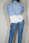 La Chemise Sorbet Bleu Pastel & Blanche - Pièce unique faut le voir porté © - T. 36 à 40/42