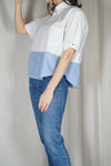 La Chemise Sorbet Blanche & Bleu pastel - Pièce unique faut le voir porté © - T. 34 à 40