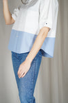 La Chemise Sorbet Blanche & Bleu pastel - Pièce unique faut le voir porté © - T. 34 à 40