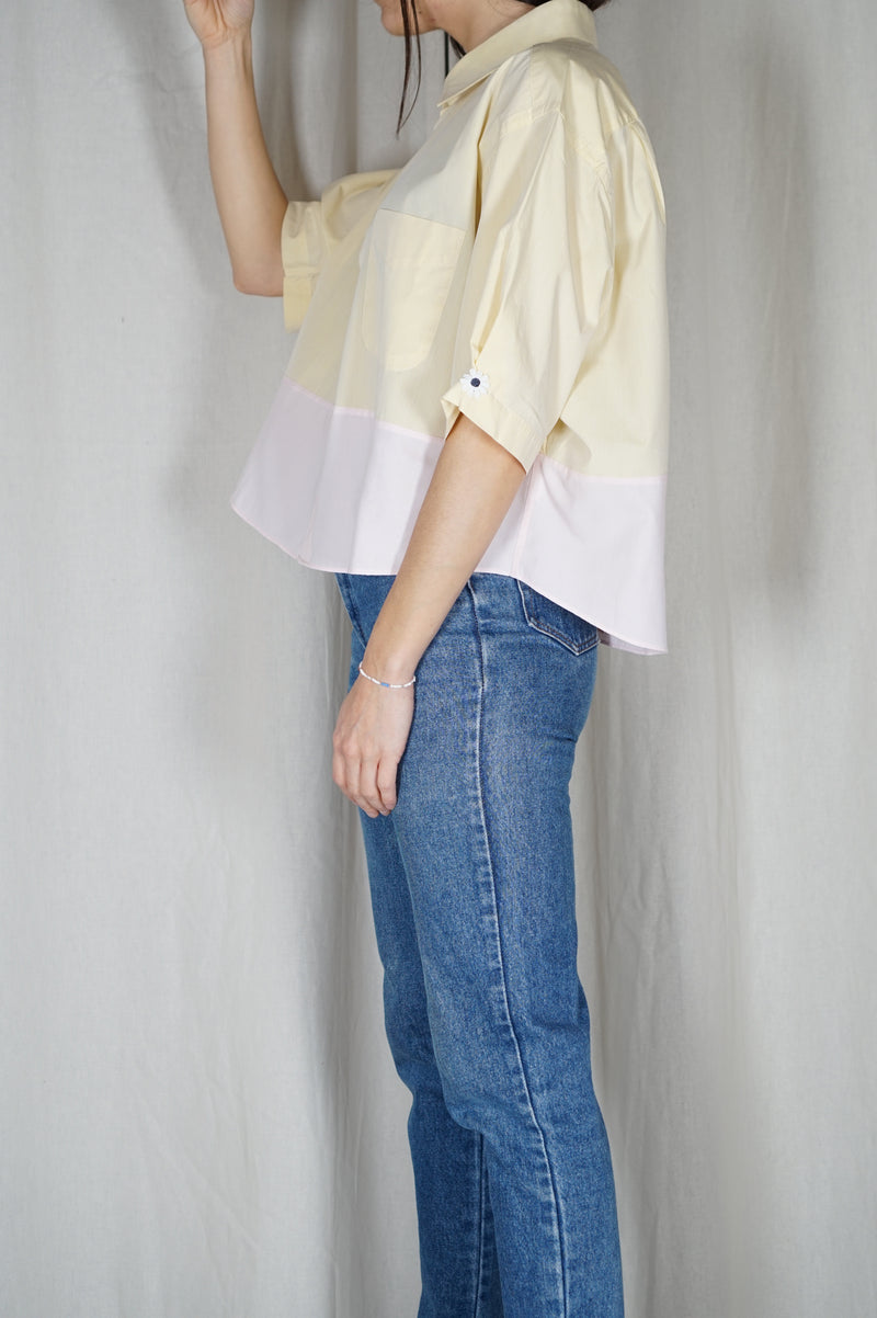La Chemise Sorbet Jaune clair & Rose pâle - Pièce unique faut le voir porté © - T. 38 à 42/44