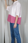 La Chemise Sorbet Rose pâle & Fuchsia en lin & coton - Pièce unique faut le voir porté © - T. 40 à 46