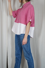 La Chemise Sorbet Fuchsia & Rose pâle en lin & coton - Pièce unique faut le voir porté © - T. 36 à 42