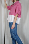 La Chemise Sorbet Fuchsia & Rose pâle en lin & coton - Pièce unique faut le voir porté © - T. 36 à 42
