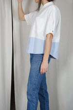La Chemise Sorbet Blanc & Bleu ciel - Pièce unique faut le voir porté © - T. 34 à petit 40