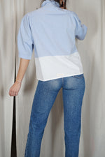 La Chemise Sorbet Bleu Ciel & Blanche - Pièce unique faut le voir porté © - T. 34 à grand 38