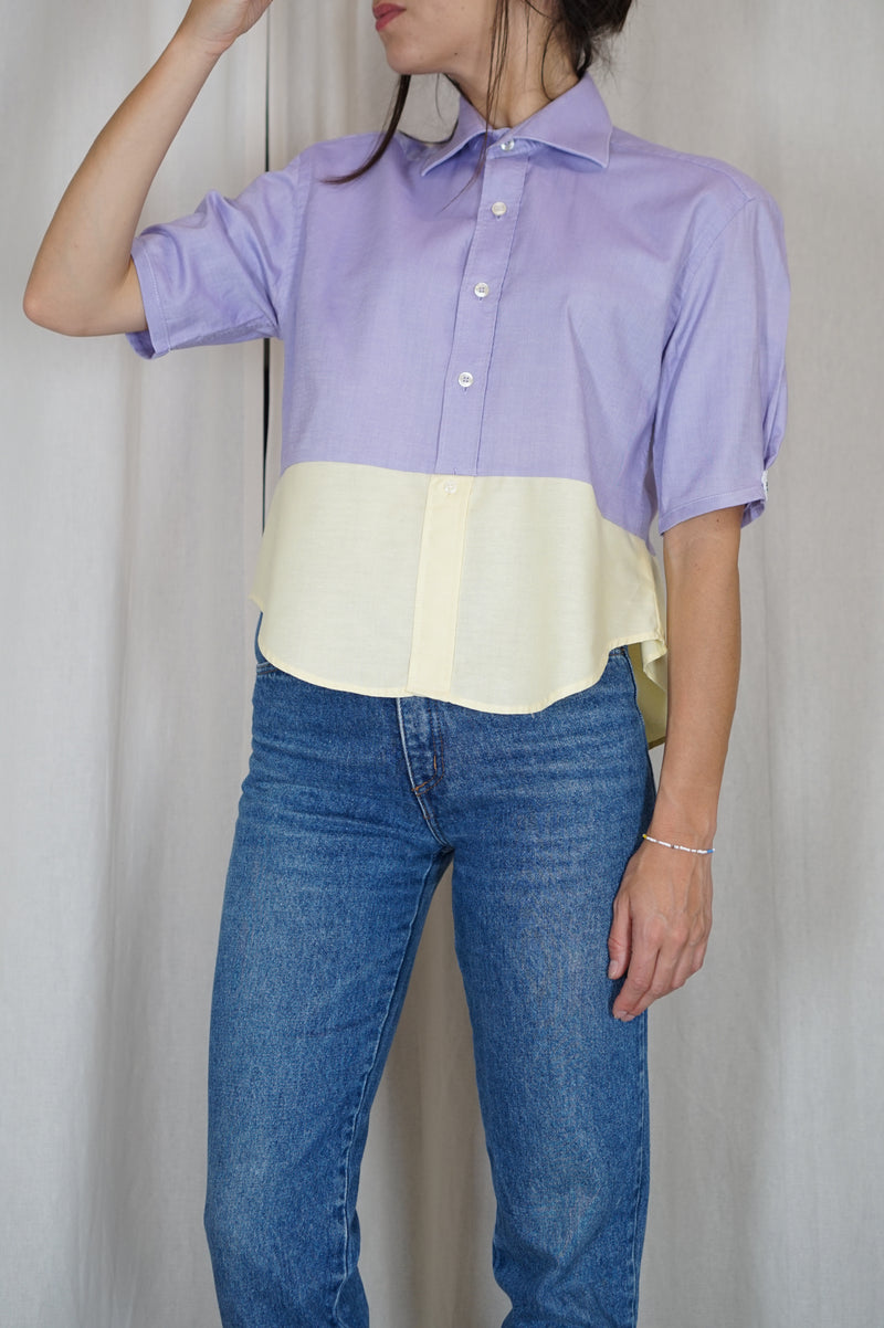 La Chemise Sorbet Lila & Jaune - Coton - Pièce unique faut le voir porté © - T. 32/34 à petit 38