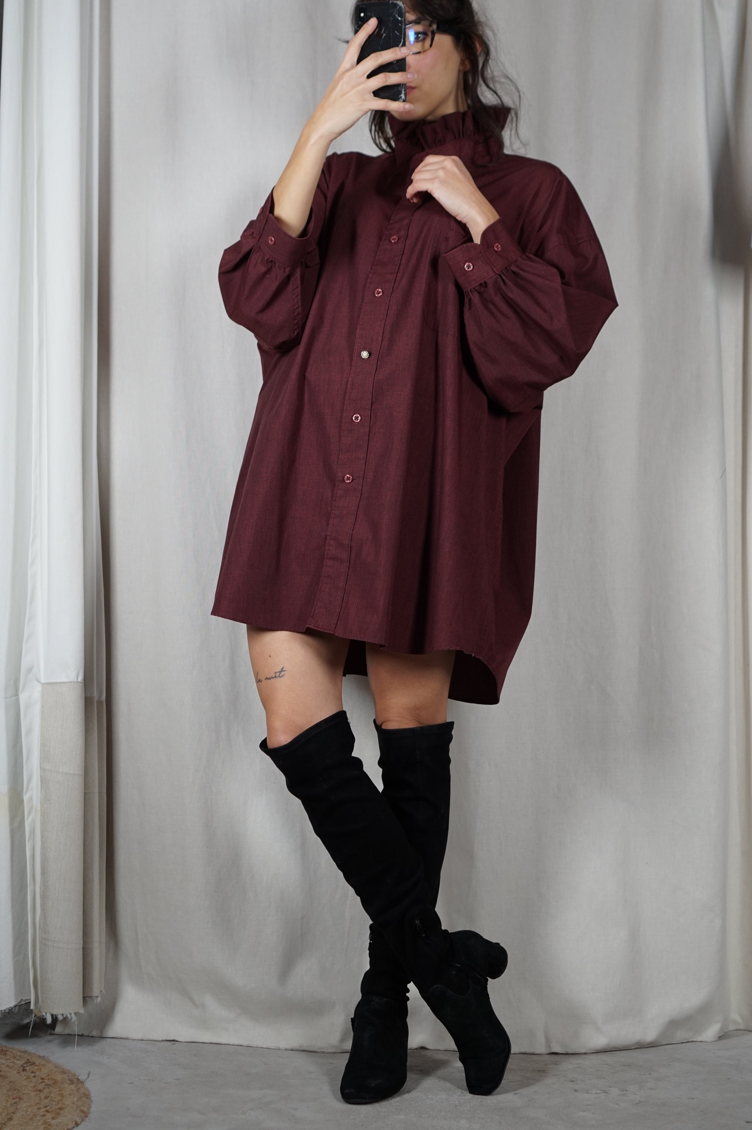 Modele Robe Avec Collerette La Robe/Tunique Collerette Prune chinée - Pièce unique faut le voir po ...