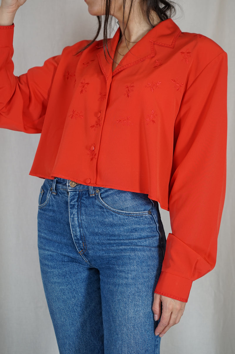 Belle Chemise Vintage rouge upcyclée - T. 42 à 44