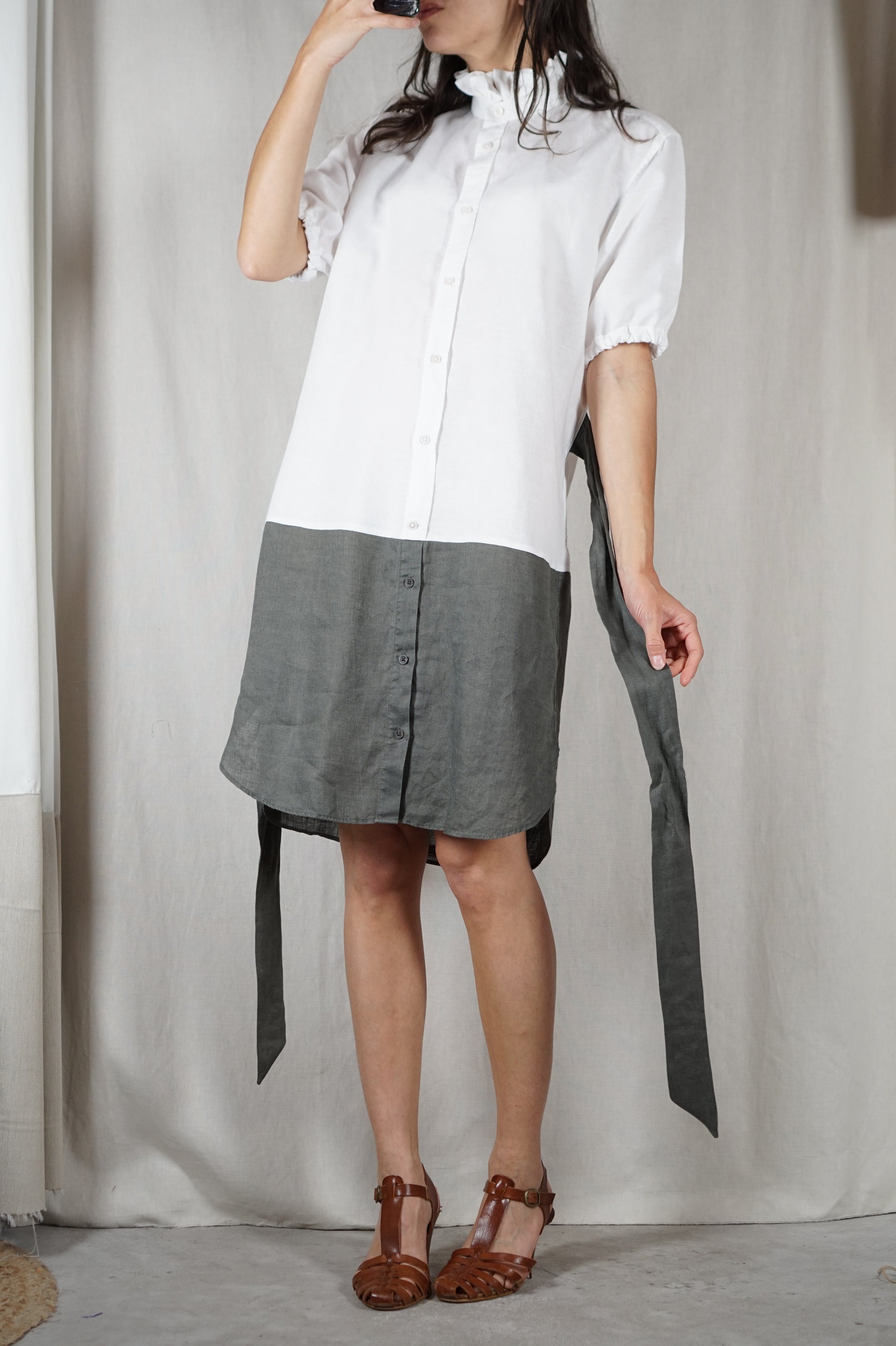 Modele Robe Avec Collerette La Robe Sorbet Collerette à nouer - Lin majoritaire - PIÈCE PREMIUM ...