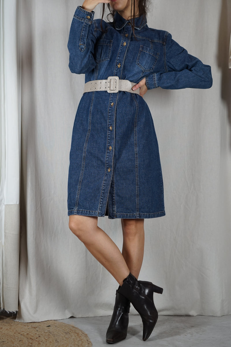 Superbe Robe Vintage en Jean - 100% Coton