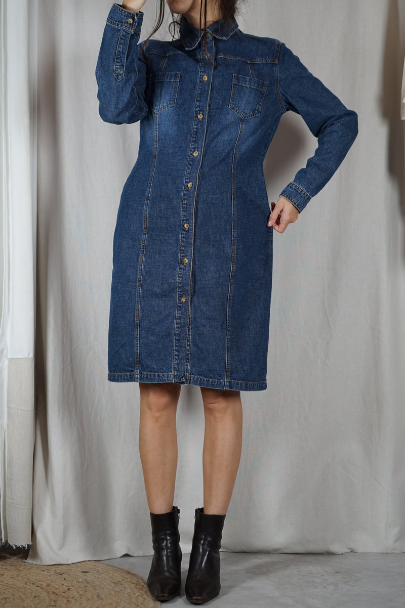 Superbe Robe Vintage en Jean - 100% Coton