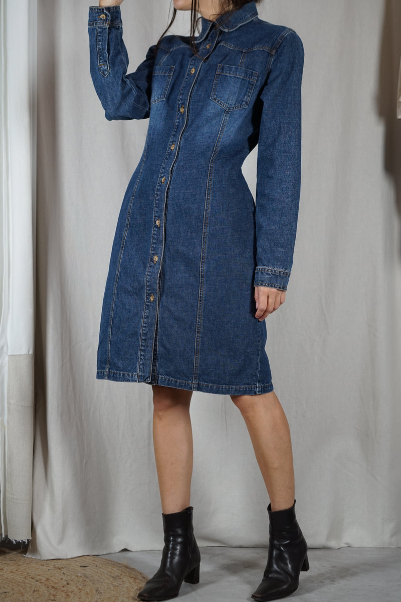 Superbe Robe Vintage en Jean - 100% Coton