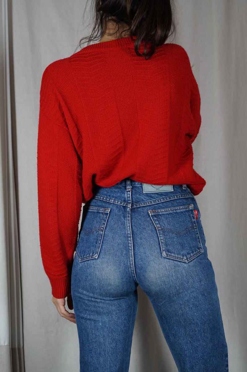 Superbe Cardigan Vintage rouge coquelicot - Coup de coeur! - T. 38 à 44