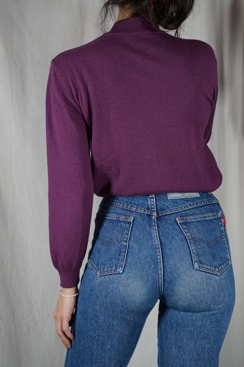 Superbe Pull Vintage Violet en laine - T. 34 à petit 40