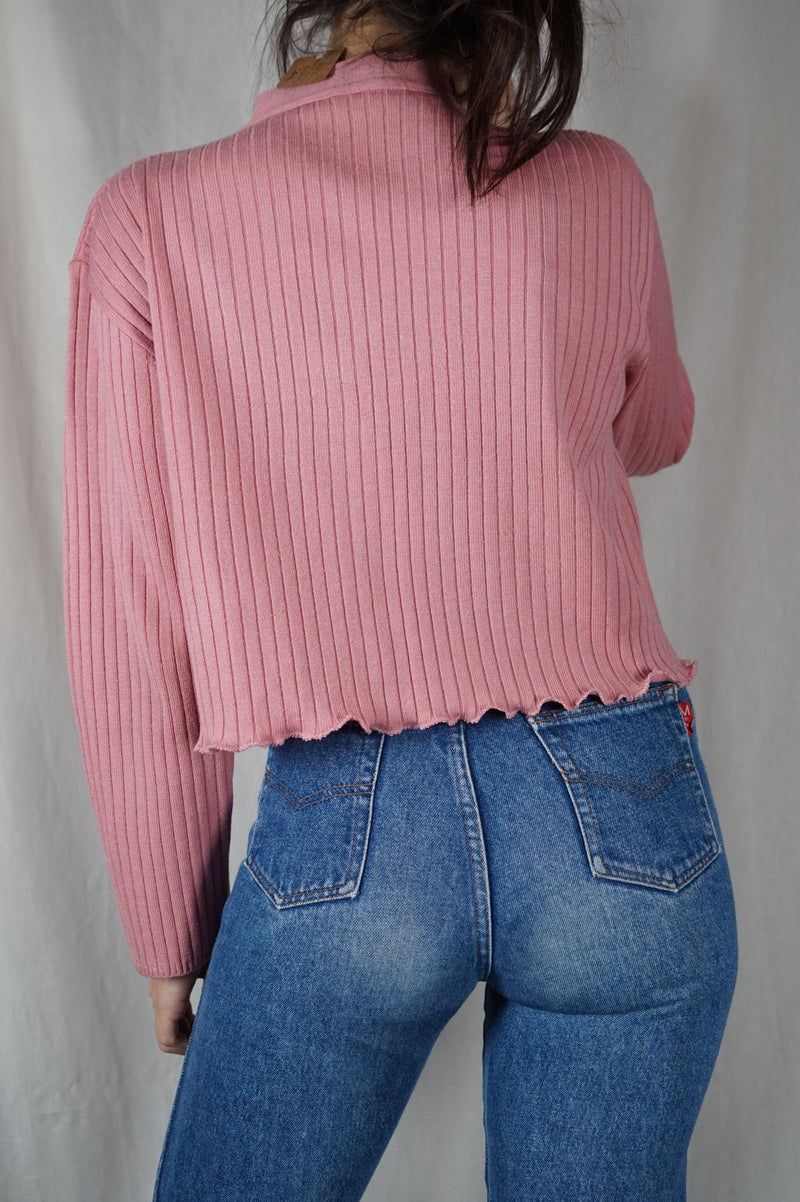 Cardigan Vieux Rose Upcyclé - Pièce Unique faut le voir porté - T. 40 à 44