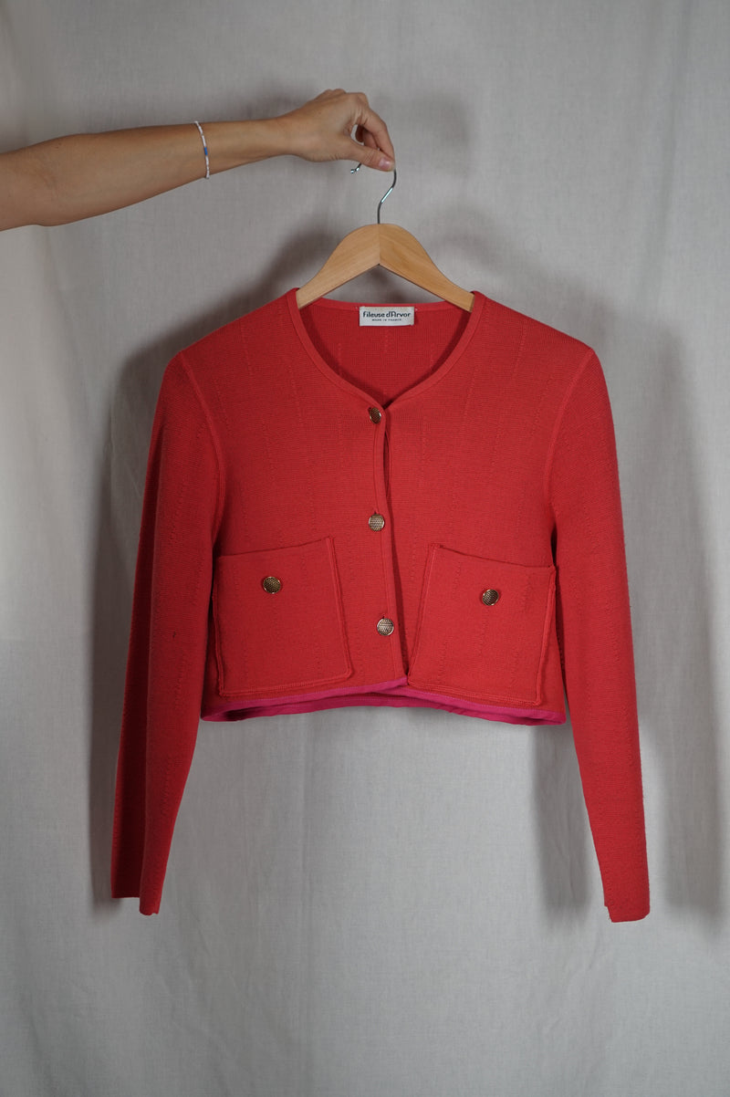 Cardigan/Veste Corail Upcyclé - Pièce Unique faut le voir porté - Laine - T. 334 à 38 - 1m63 max reco