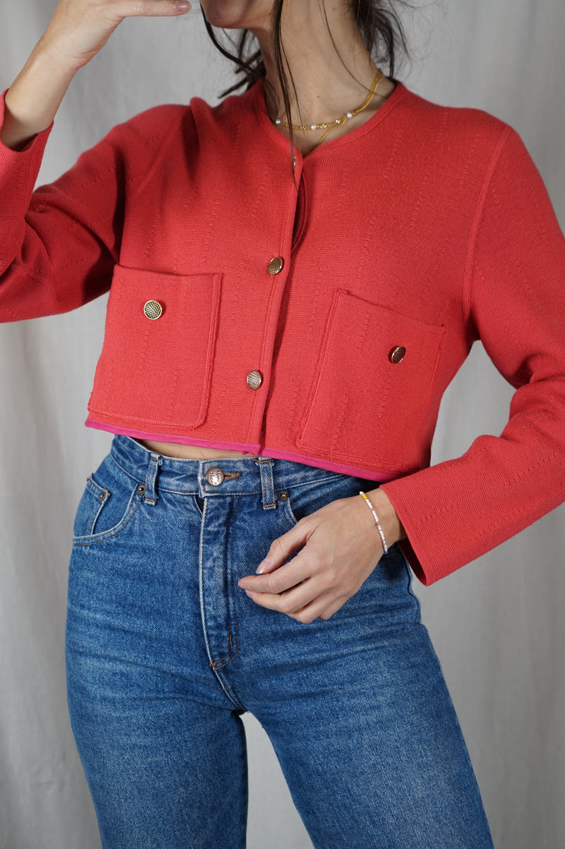 Cardigan/Veste Corail Upcyclé - Pièce Unique faut le voir porté - Laine - T. 334 à 38 - 1m63 max reco