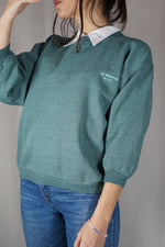 Magnifique Sweat Vintage Vert anglais chiné - T. 34 à grand 38