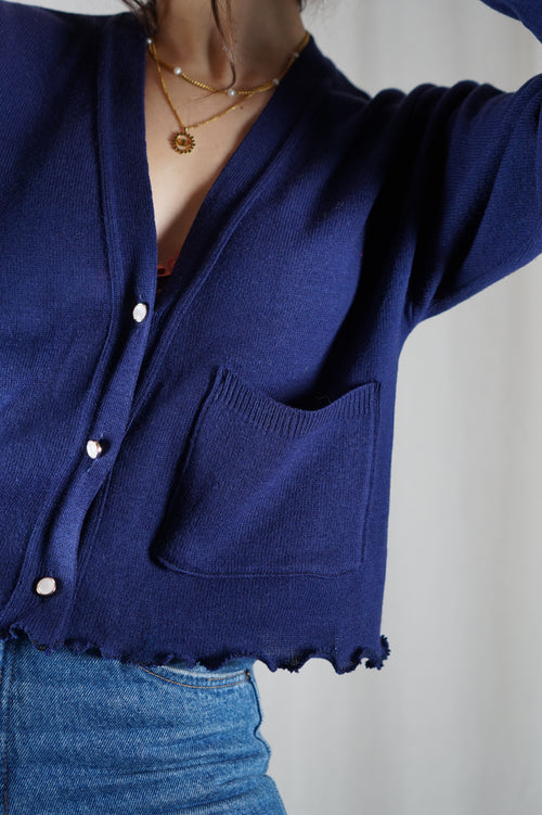 Cardigan Marine Upcyclé - Pièce Unique faut le voir porté - T. grand 38 à 42