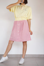 La Robe Polo Rose Dragée & Jaune Clair - Pièce unique faut le voir porté - Coton & Viscose - T. grand 40 à 46