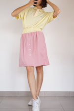 La Robe Polo Rose Dragée & Jaune Clair - Pièce unique faut le voir porté - Coton & Viscose - T. grand 40 à 46