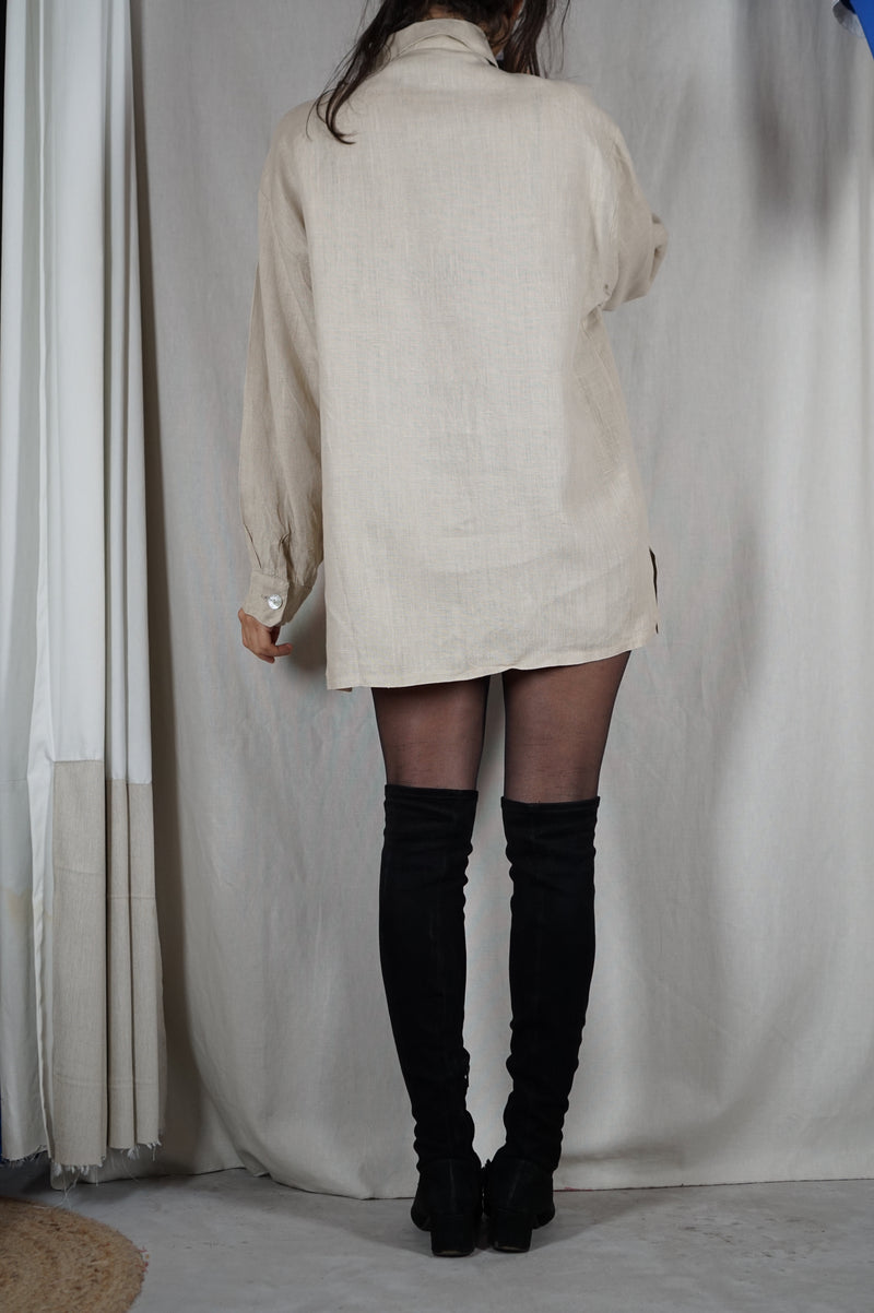 Superbe Sur-Chemise ou Robe Vintage - Pur Lin - T. 38 à 42