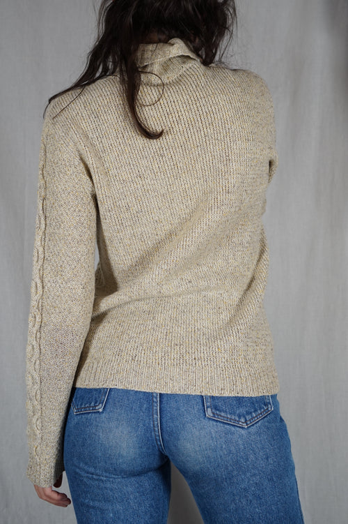 Superbe Pull Vintage couleur sable chiné - Laine - T. 34 à 38/40