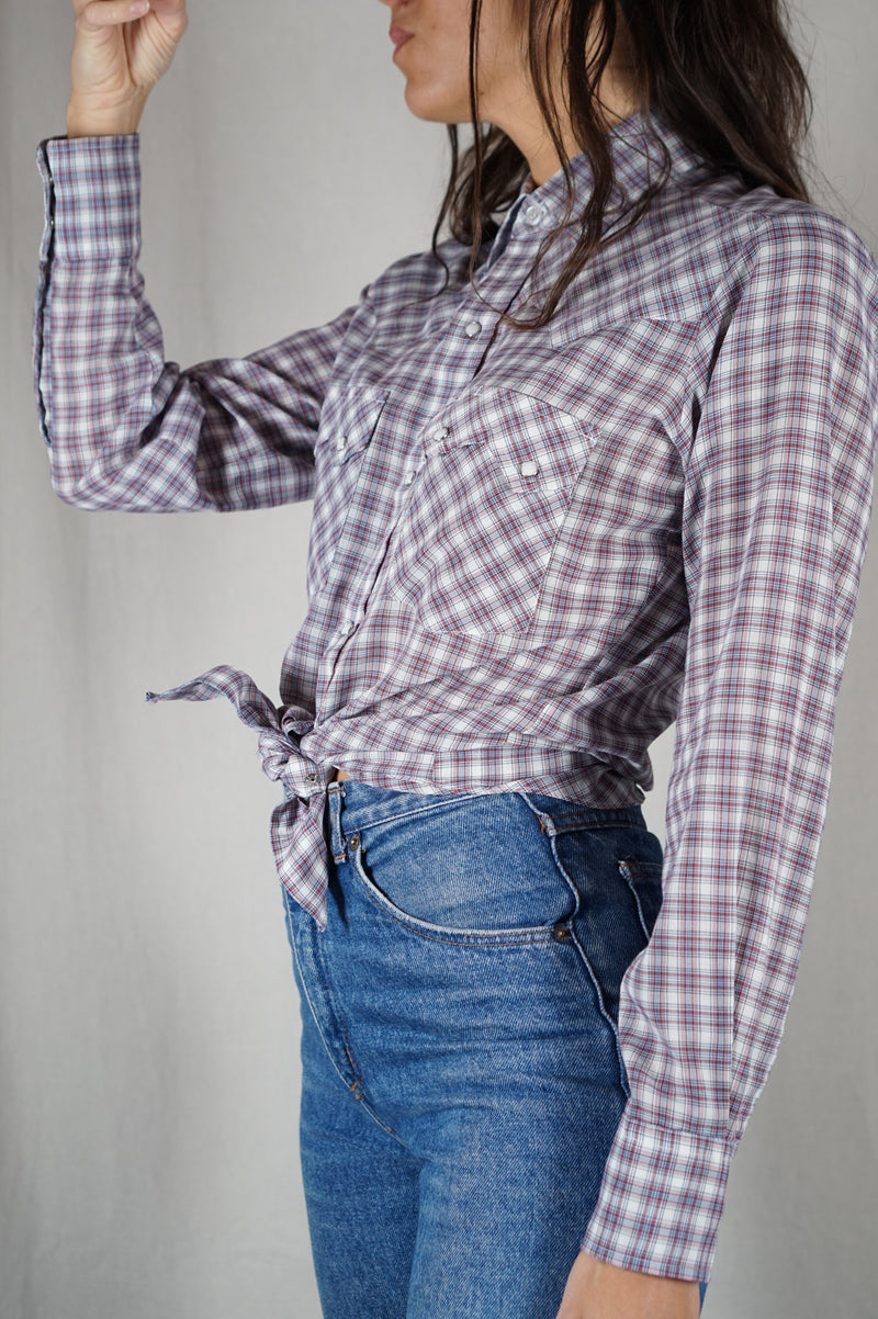 Adorable Chemise Vintage à carreaux à nouer - T. 34 & 36