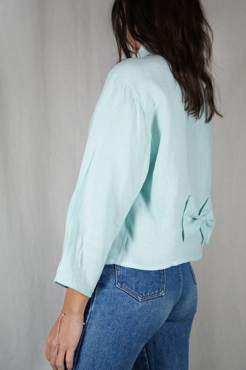 La Chemise à Noeud Rose Vert d'eau - Pur Lin - Pièce unique faut le voir porté © - T. 36 à 40