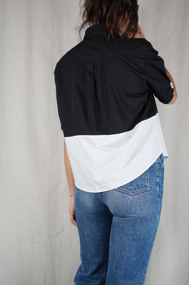 La Chemise Sorbet Blanche & Noire - Coton majoritaire - Pièce unique faut le voir porté © - T. 34 & 36 - max reco 1m70