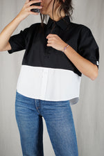 La Chemise Sorbet Blanche & Noire - Coton majoritaire - Pièce unique faut le voir porté © - T. 34 & 36 - max reco 1m70