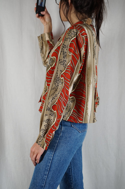 La Chemise Noeud imprimée - Polyester épais - Pièce unique faut le voir porté © - T. 40 & 42