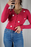 Cardigan Fucshia Upcyclé Fleuri - Pièce Unique faut le voir porté - T. 34 & 36