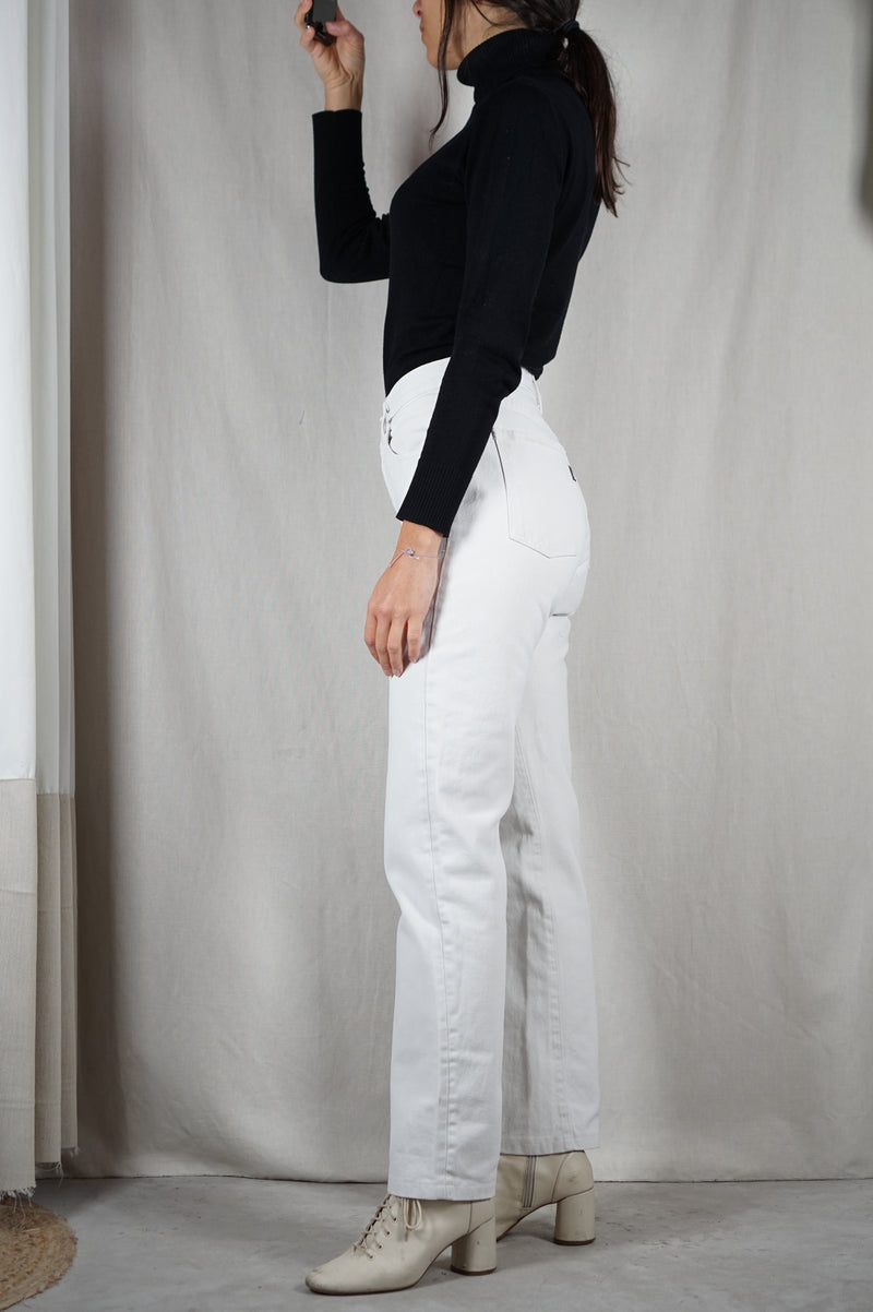 Beau jean Vintage 100% Coton - Blanc Cassé - T. 34/36