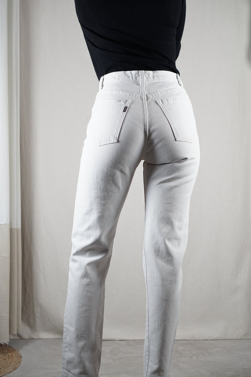 Beau jean Vintage 100% Coton - Blanc Cassé - T. 34/36