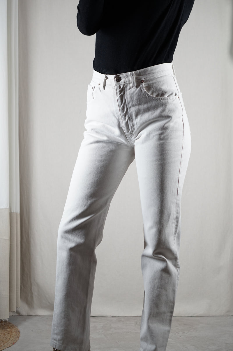 Beau jean Vintage 100% Coton - Blanc Cassé - T. 34/36