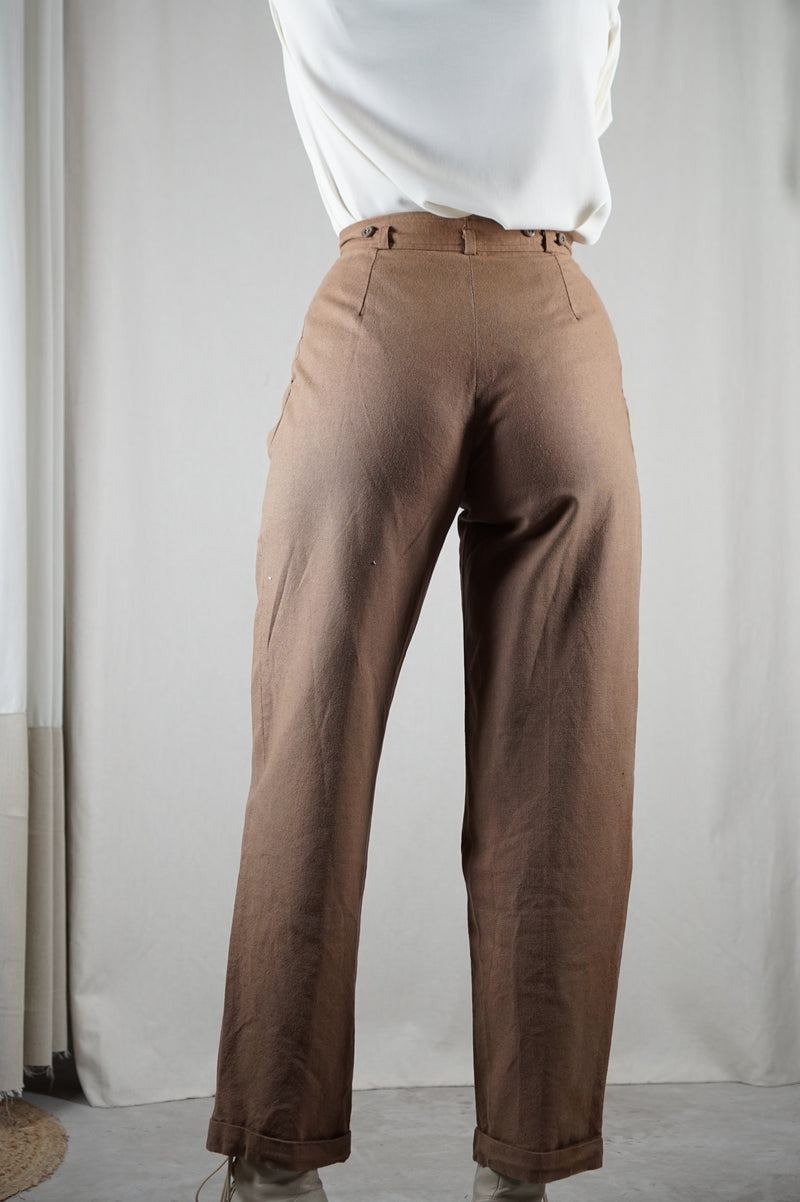 Superbe Pantalon Carotte Vintage en Lin & Coton - T. 34
