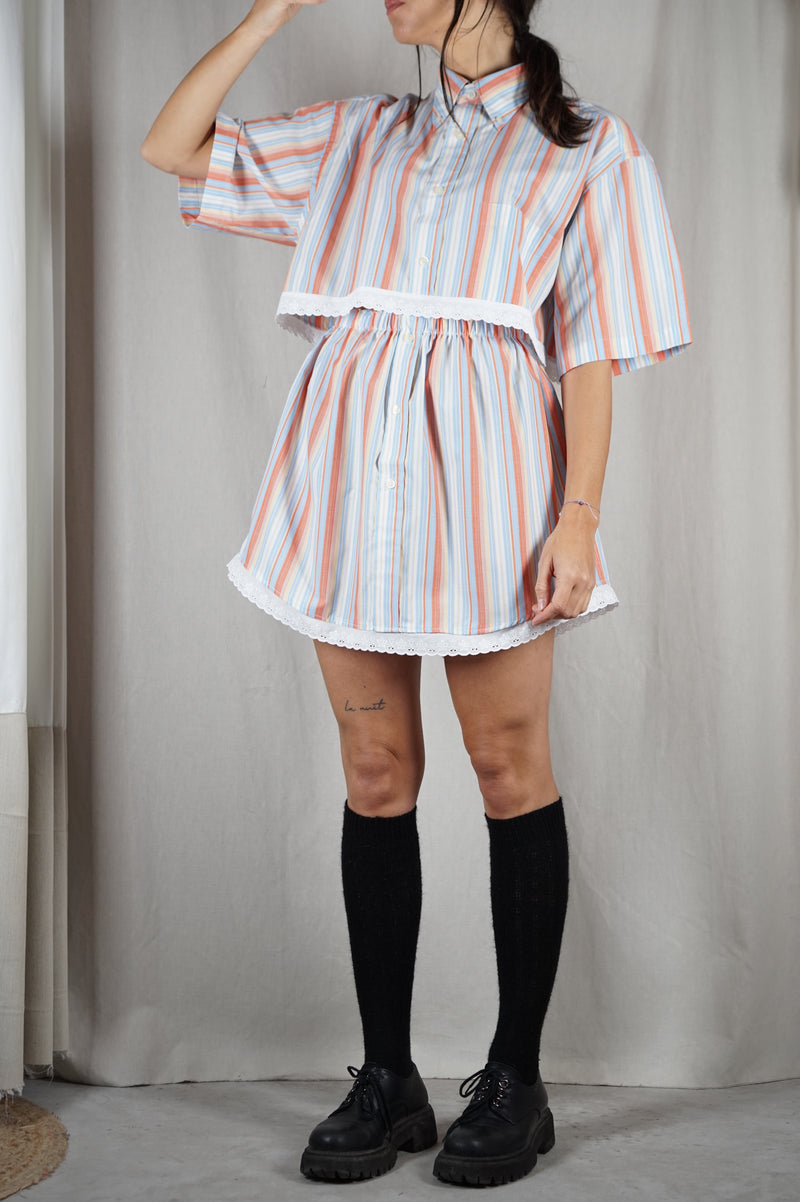L'Ensemble Chemise Rayé - Pièce unique faut le voir porté © - Coton & Dentelle - T. grand 36 à petit 40 - Max recommandé 1m68/69