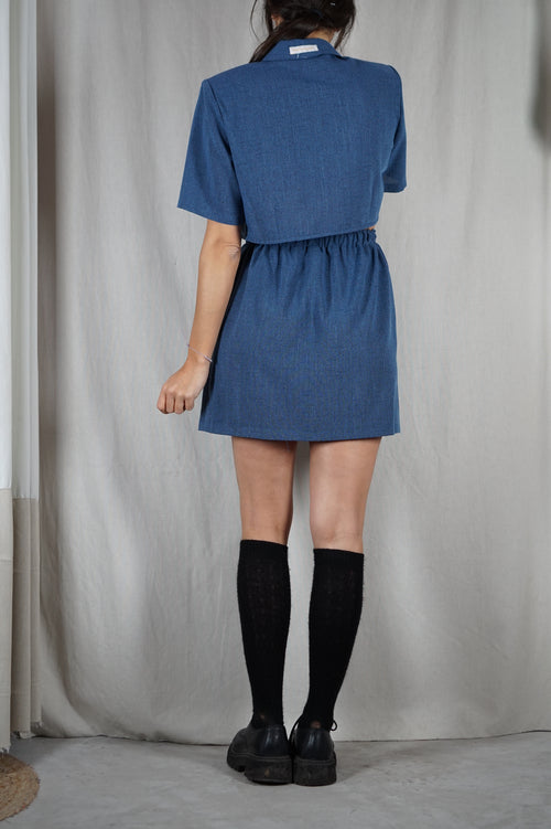 L'Ensemble Upcyclé Bleu Barbeau Chiné - T. 36 & 38 - T. 1m65 max recommandé