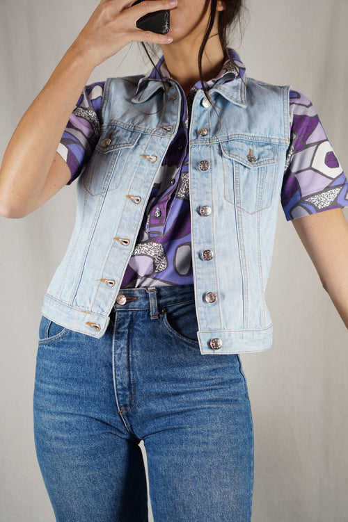Belle Veste Vintage sans manches en Jean - T.34 & 36