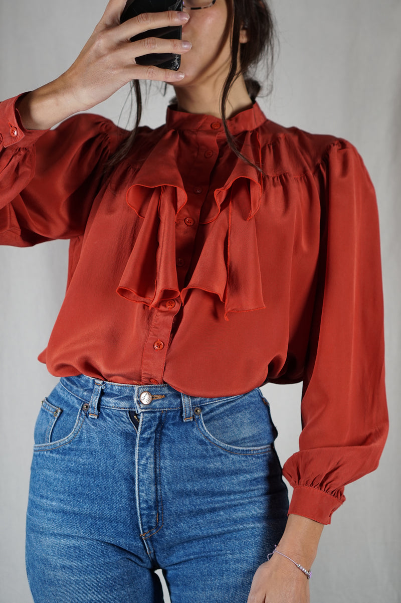 Magnifique Chemise Vintage 100% Soie - T. 34 & 36