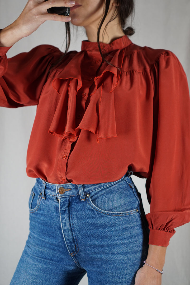 Magnifique Chemise Vintage 100% Soie - T. 34 & 36