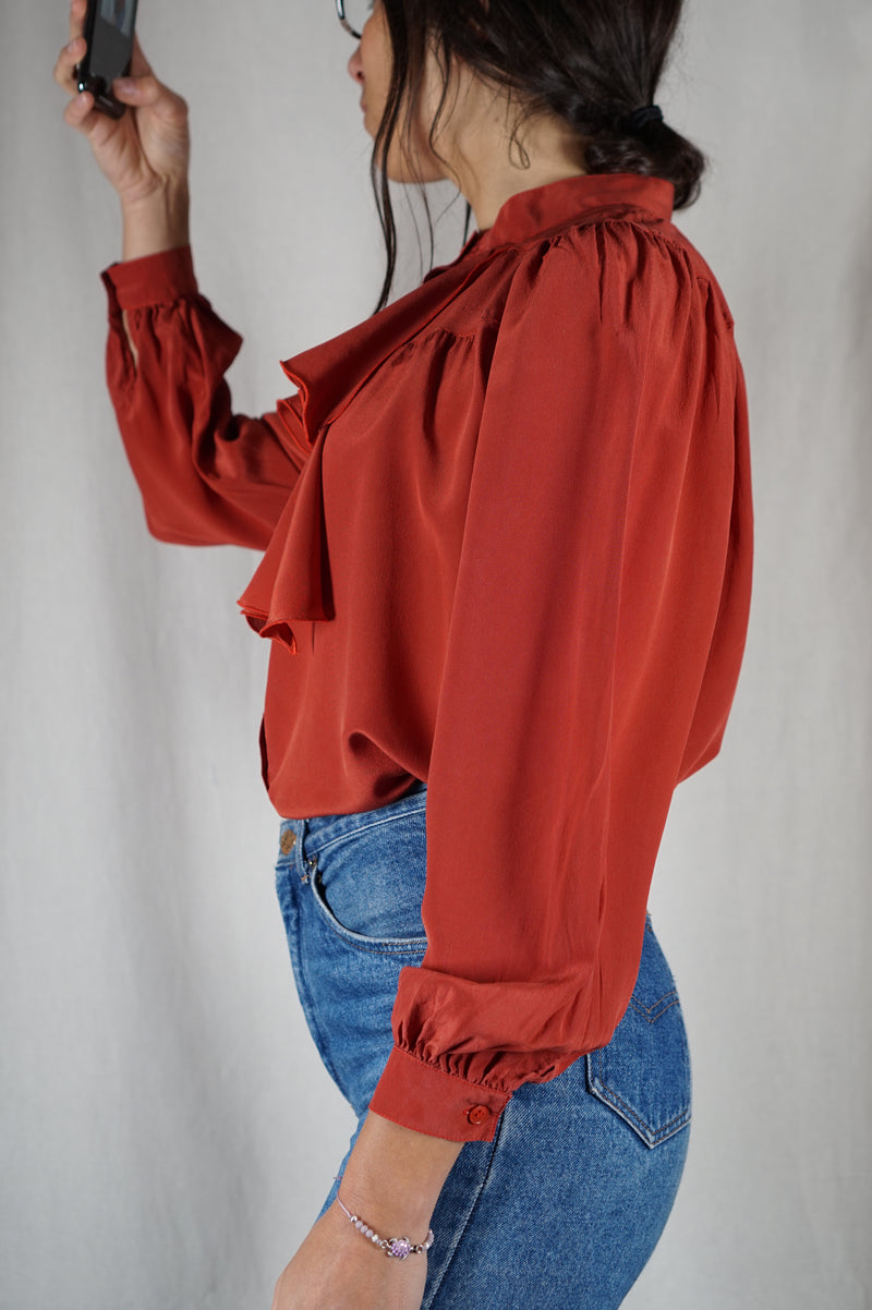 Magnifique Chemise Vintage 100% Soie - T. 34 & 36