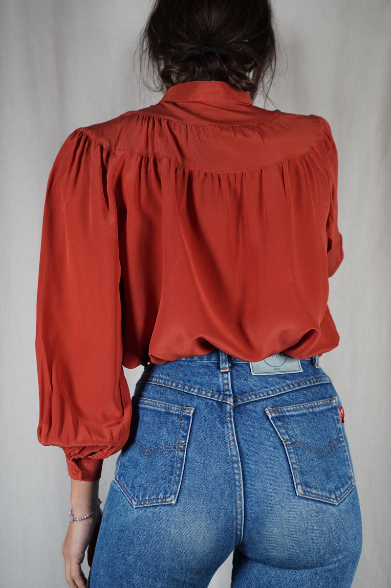 Magnifique Chemise Vintage 100% Soie - T. 34 & 36