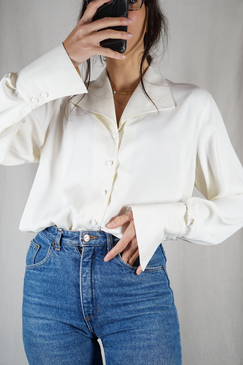 Belle Chemise Vintage crème peau-de-pêche - T. 36 à 40