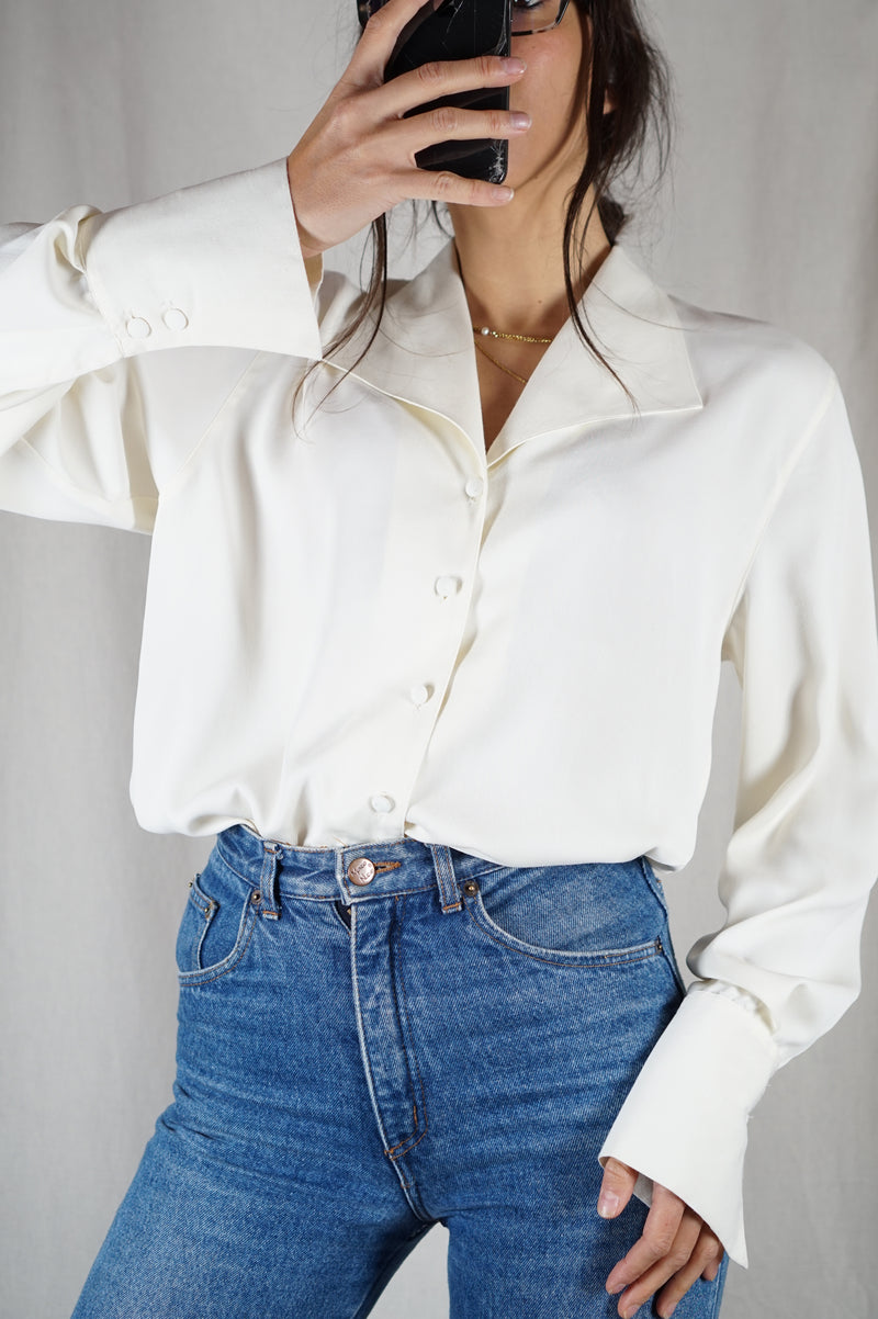 Belle Chemise Vintage crème peau-de-pêche - T. 36 à 40